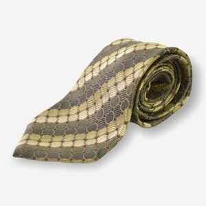 Alfani Neck Tie OS Mens Formal Green Ombre Multicolor Geometric Circle Print